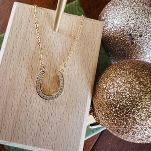Horseshoe necklace   Gold tone on adjustable chain